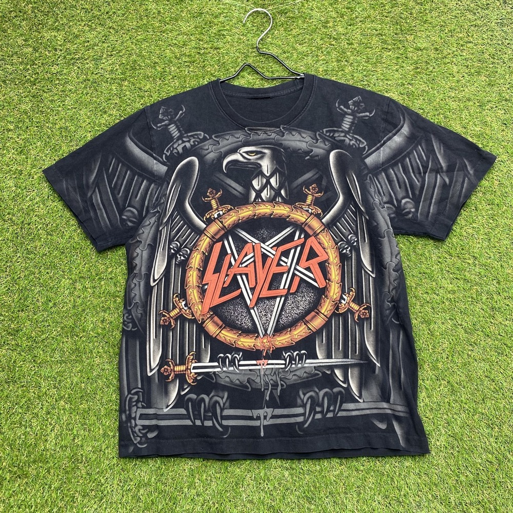 Vintage Slayer Shirt Mens Extra Large Black Metal Band Tee Eagle Pentagram 90s